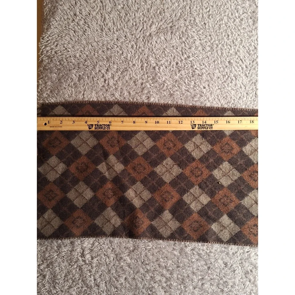 Cashmink V. Fraas Argyle Scarf Brown Tan Rust Made in Germany Tassel Fringe 67